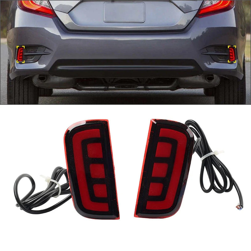 Honda Civic Rear Bumper Reflector Tail Brake Marker Lights (2016-2021)