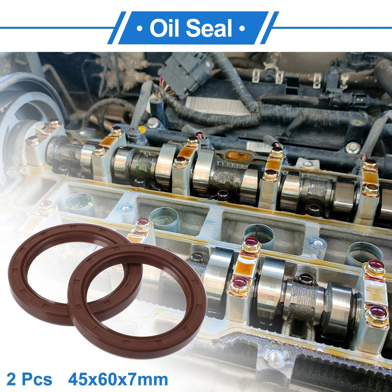 MakeModel Oil Seal 45x60x7mm Brown FKM Rotary Shaft Seal 2 pcs