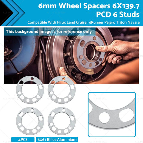 Toyota Hilux LandCruiser 4Runner 4 x 6mm Wheel Spacers 6X139.7 PCD