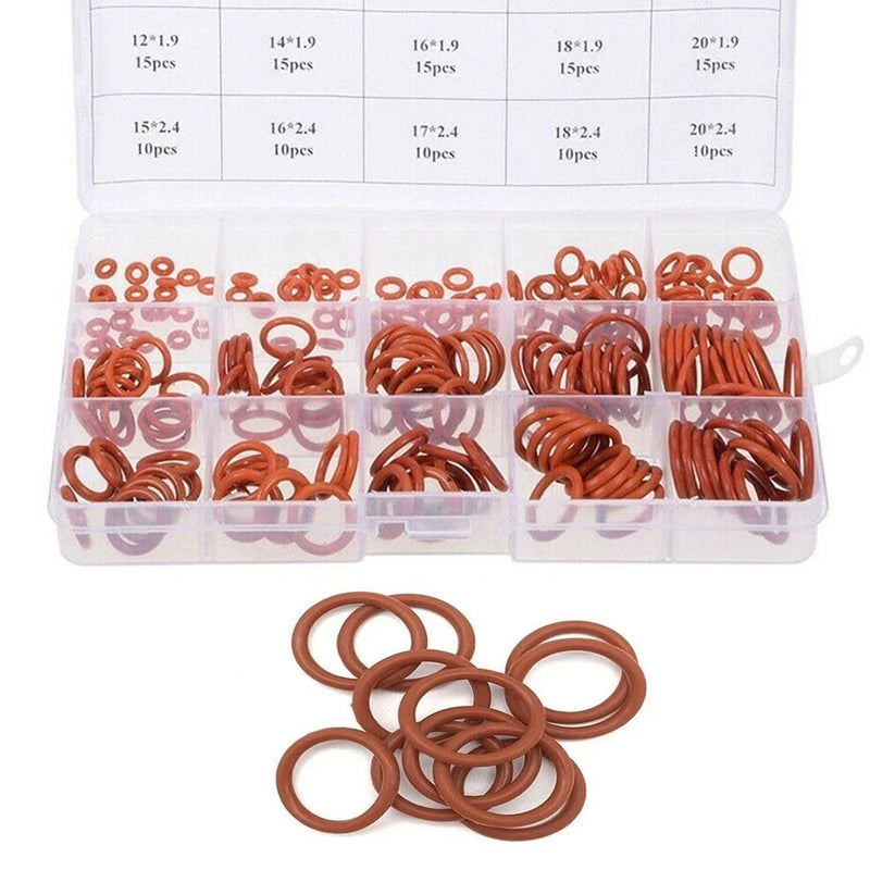 Sealing Metric Gasket Seal 225pcs Red Silicone O-Ring Assortment