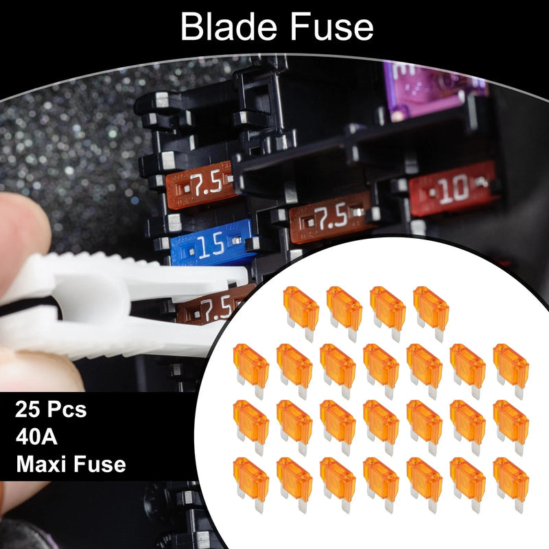Car Boat Truck RV Motorcycle Orange 25 Pcs 40A Blade Fuse
