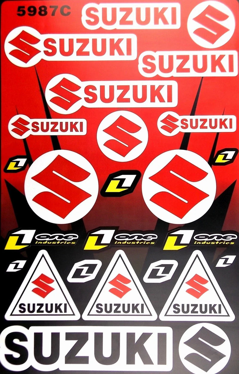 Suzuki Motorcycle Sticker Sheet Graphics Decal Set