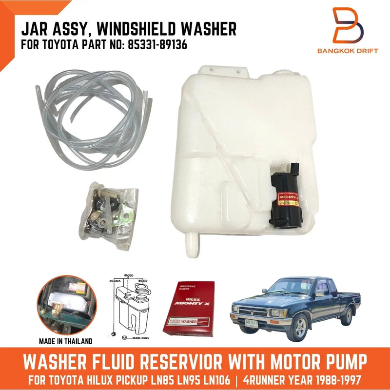 Toyota Hilux MK3 LN85 LN106 12V Pump Washer Jar Tank Bottle Assembly (89-97)