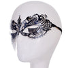 Venetian Metal Filigree Laser Cut Masquerade Black Mask with Rhinestones