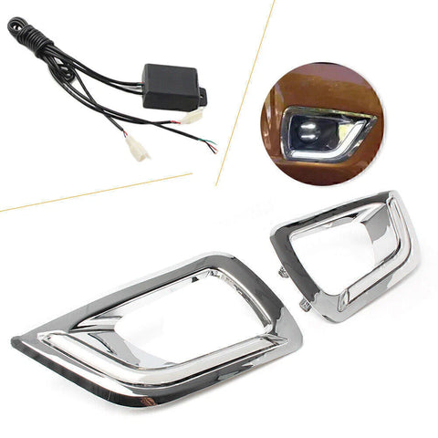 Nissan Navara 1 Pair DRL LED Daytime Running Light Fog Lamp Bezel (15-16)