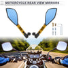 Universal M8/M10 Motorcycle Rear View Mirrors Black Gold Tone Aluminum Alloy