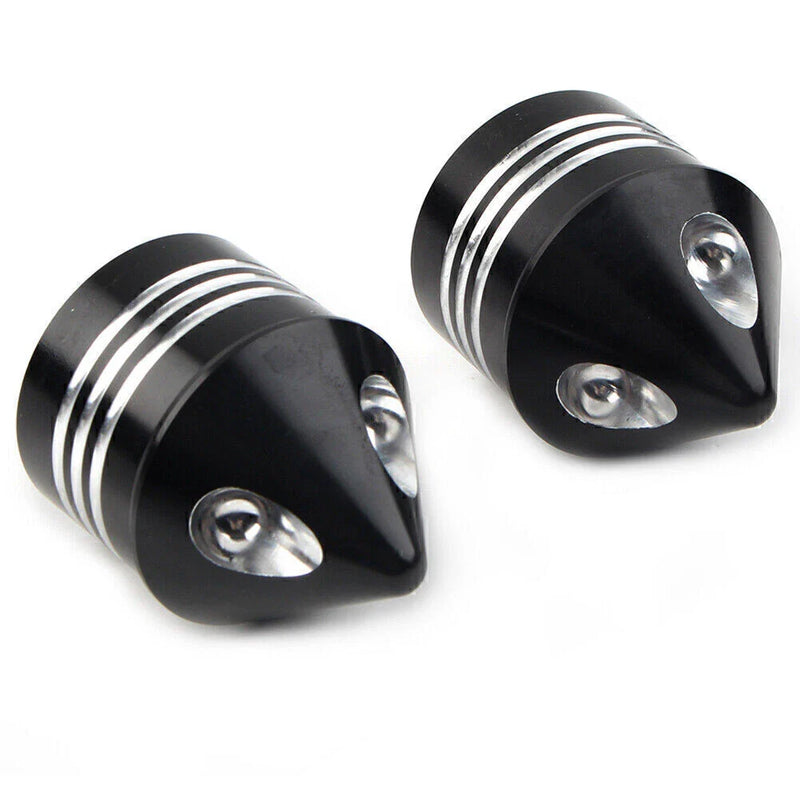 Harley Electra Glide Sportster 2 x Black Thick Front Axle Nut Covers (2000-2023)