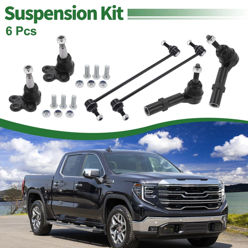 GMC Acadia 6 Pcs Front Suspension Tie Rod Ends Sway Bar Link Ball Joint