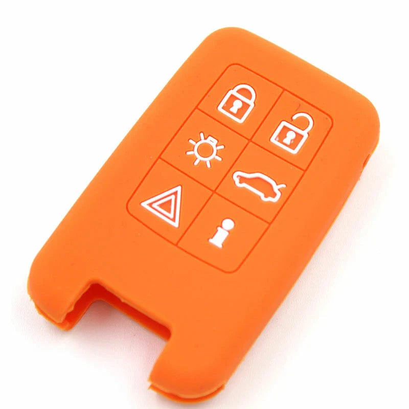 VOLVO V40 S80 XC60 S60 Orange 6BTN Silicone FOB Remote Key Cover Bag fit