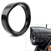 Harley 7" Black Headlight Passing Lights Trim Ring Bezel Visor Cover