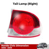 Tail Light Rear Lamp no Bulb Right Fits Honda Civic FD 4 Door Sedan 2006-08 D06