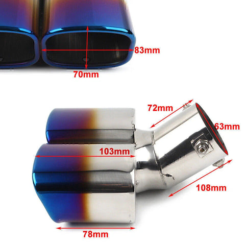 Universal Car Accessories Dual Steel Rear Exhaust Pipe Tail Muffler Tip