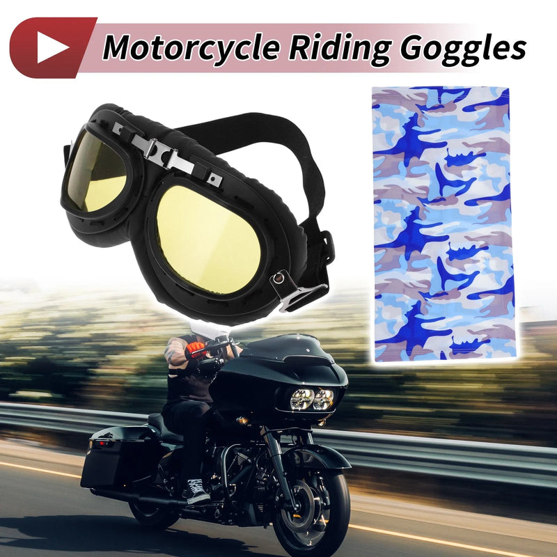 Motorcycle Set 1 x Motorcycle Riding Goggles Yellow Lens Black Frame