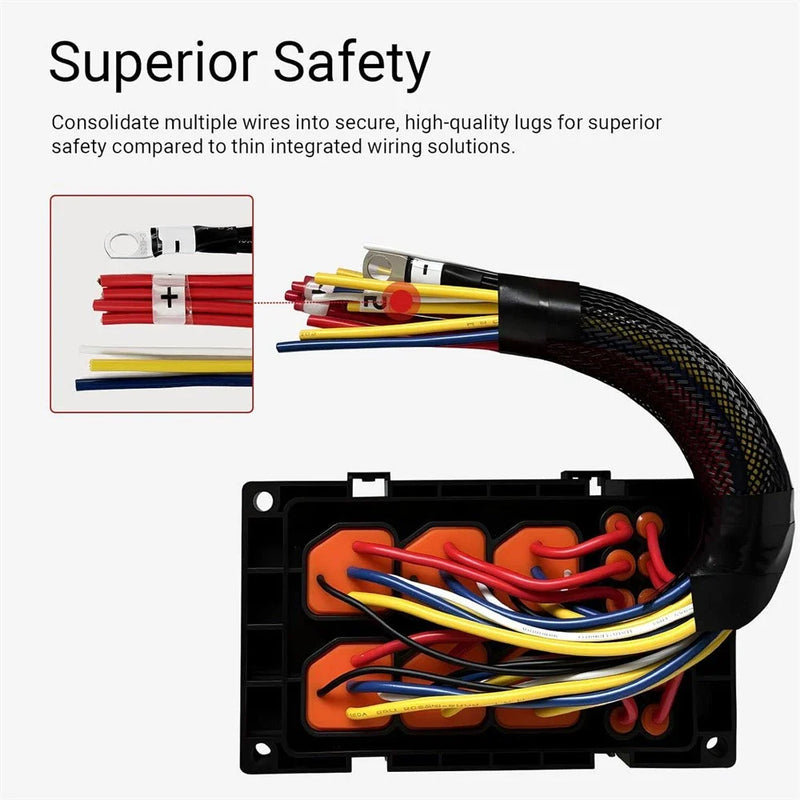 Car Truck Boat 6 Way 12V Waterproof Fuse & Relay Box w/ Pre-Wires