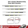 4x Outer Weatherstrip Door Belt Chrome Fits Honda Civic EK EM 4D Sedan 1996-00