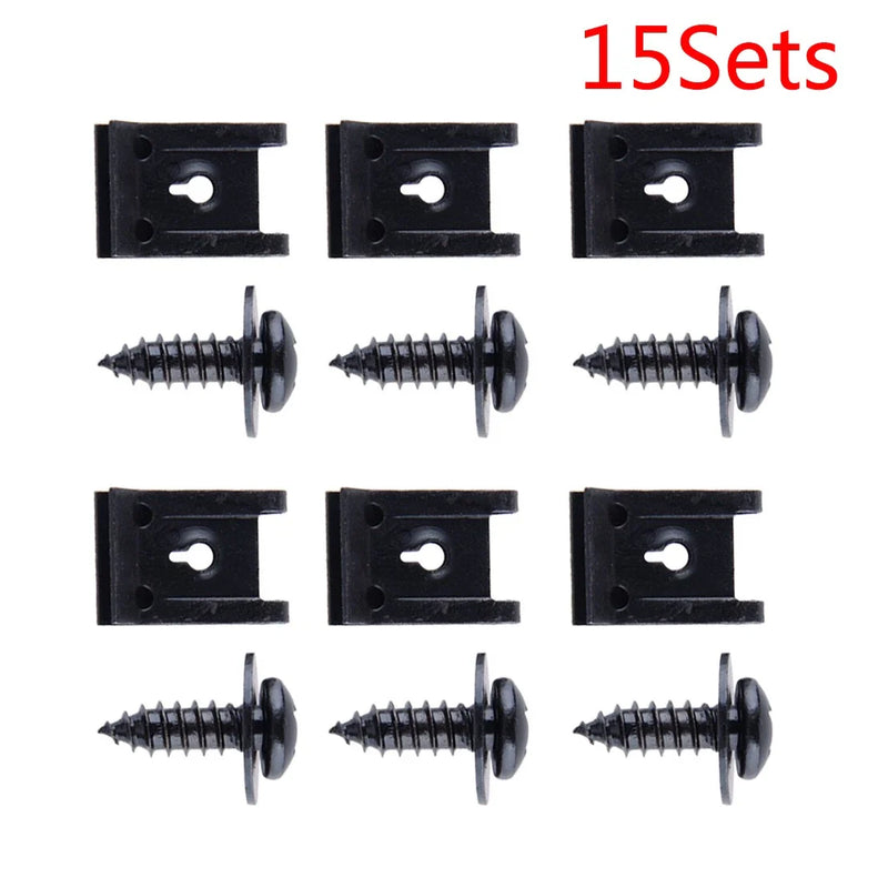 Universal Vehicles 15 x Metal Screw Fender Bumper Retainer Clips