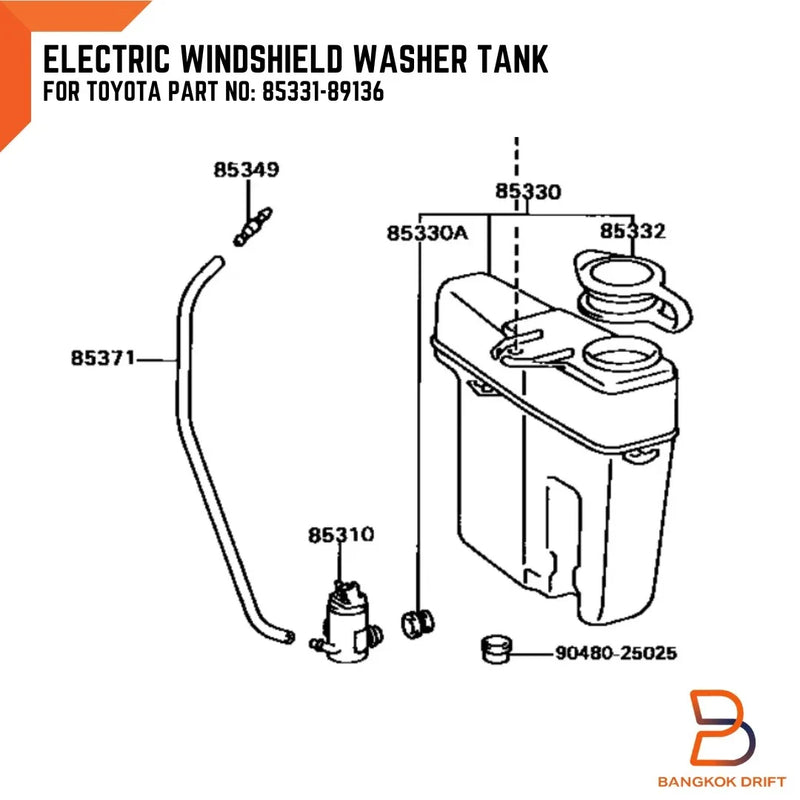 Toyota Hilux 4Runner Windshield Washer Tank Pump (1989-1997)
