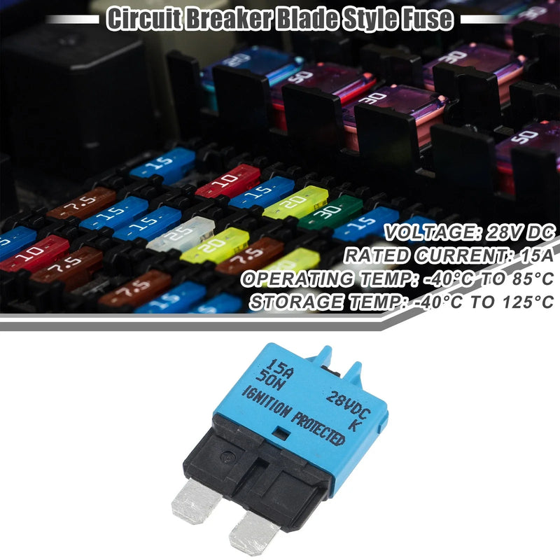 Car Marine Circuit Breaker / 15A 28V / Blade Style Fuse Resettable