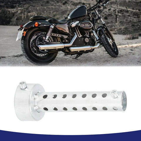 Universal 48mm Motorcycle Exhaust Pipe Baffle Muffler Silver Tone