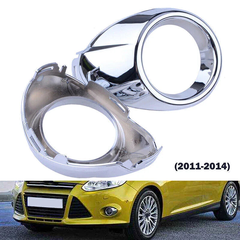 Ford Focus (2012-2014) 2 x Bezels Chrome Front Bumper Fog Light Covers
