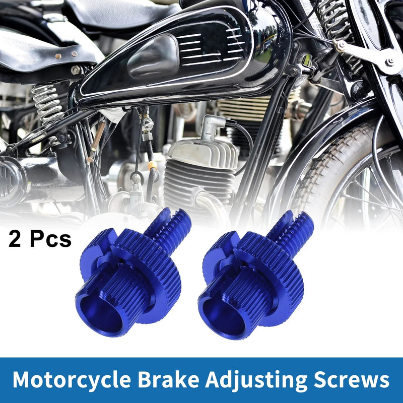Motorcycle Brake Lever Barrel Adjusters Screws M8 Blue 2 Pcs