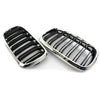 BMW X5 F15 X6 F16 M 2 x Black+Chrome Front Grill Dual Slat (2014–2018)