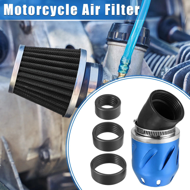 Universal Motorcycle Air Filter 26/35/42/48mm ID 140x70mm Aluminum Blue