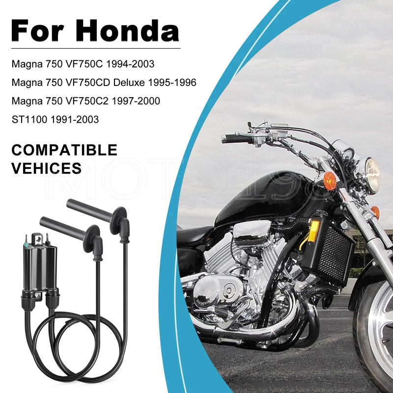 Honda Magna VF750C / CD / C2 2 x Ignition Coil & Spark Plug Cap Wire (1994-2003)