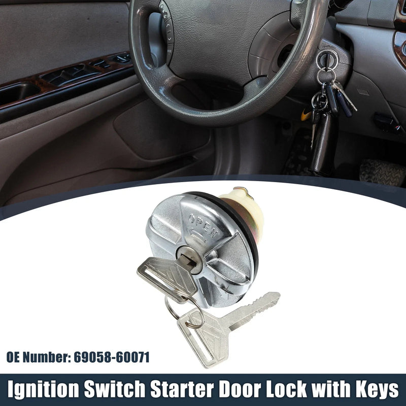 Toyota (Metal Silver Tone Black) Ignition Lock Cylinder (2000-2006)