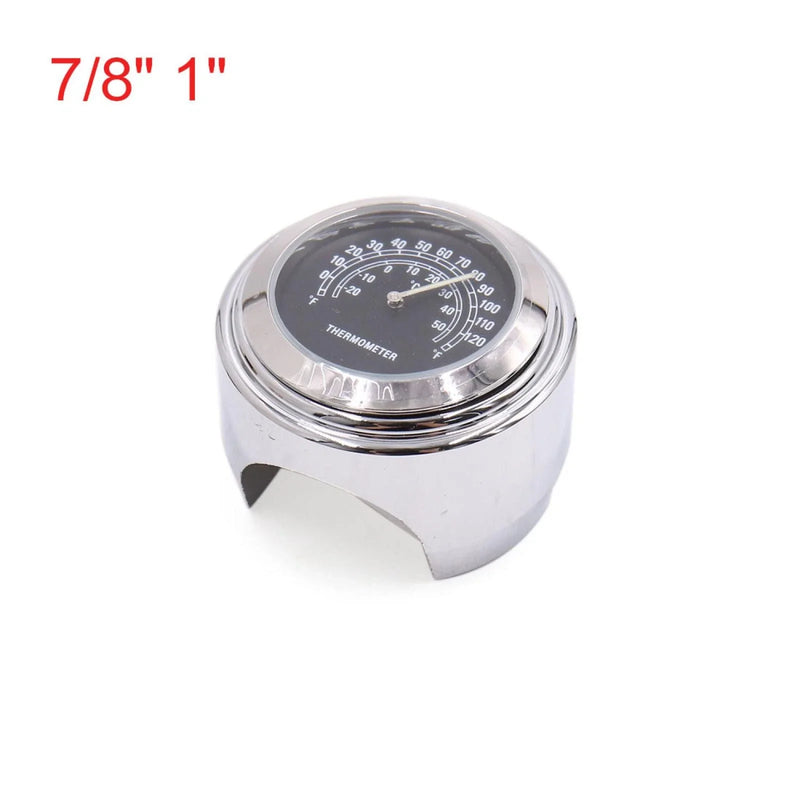 Motorcycle Scooter 7/8" 1" Handlebar Temp Thermometer Gauge Dial Clock Watch