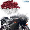 Motorcycle 35 x M6 Red Aluminum Alloy Hex Socket Head Bolts Screws Nuts