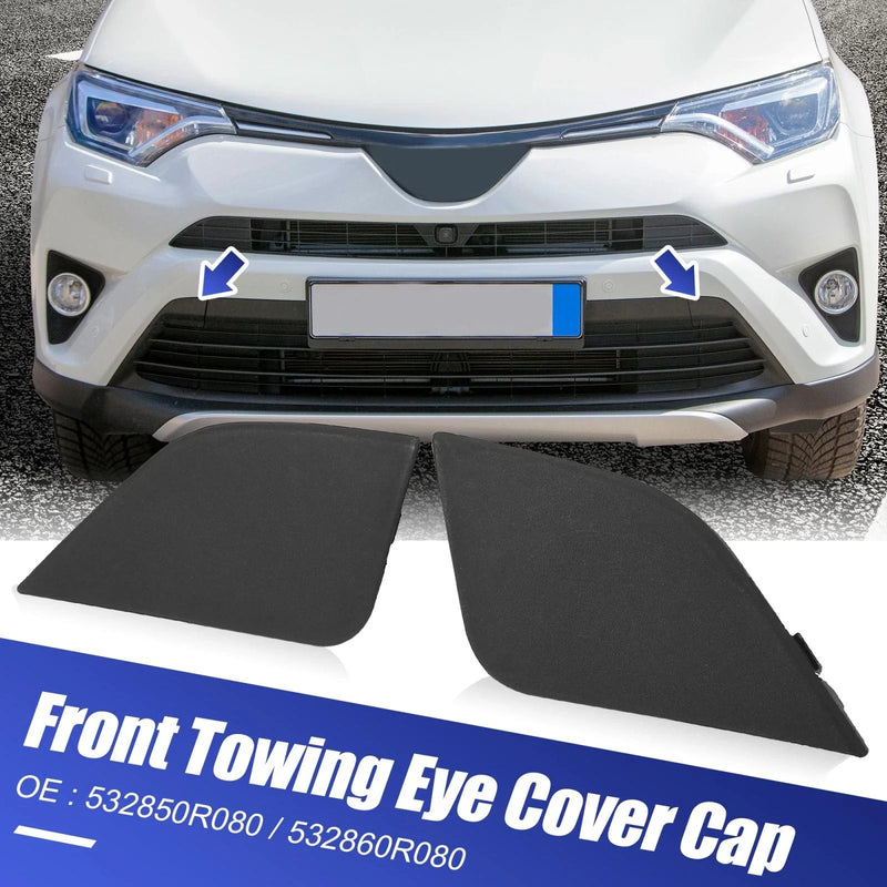 Toyota RAV4 Pair Front Bumper Tow Hook Towing Eye Cover Cap (2016–2018)