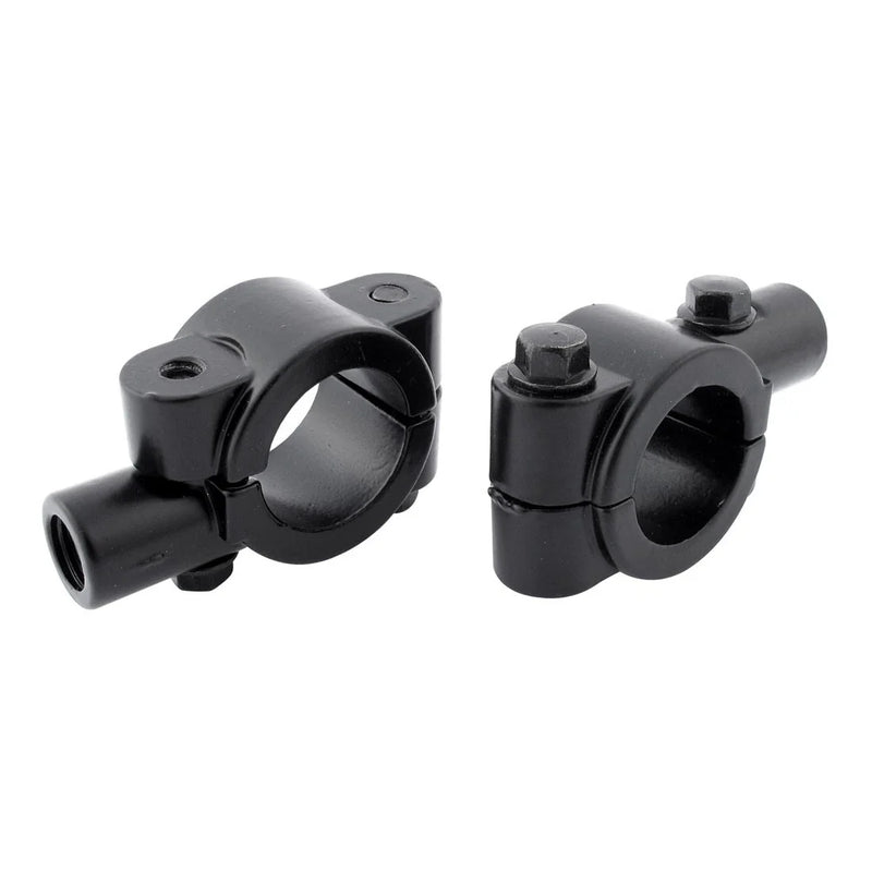 2 x Black Clockwise Motorcycle Handlebar Mirror Mount Holder 10mm Dia