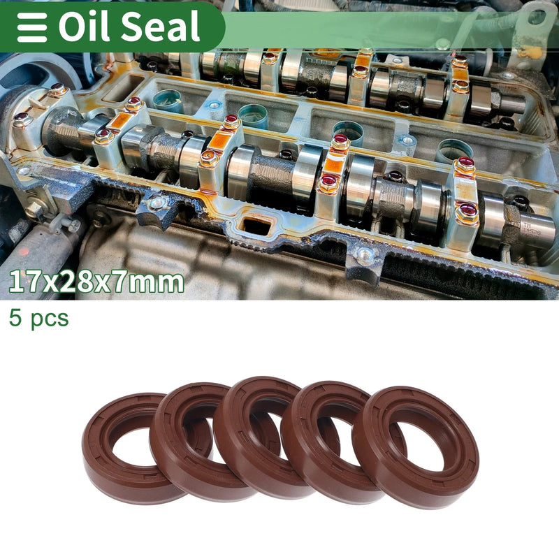 Oil Seal 17x28x7mm / Seal Ring Rotary Shaft Seal FKM Brown 5 Pcs