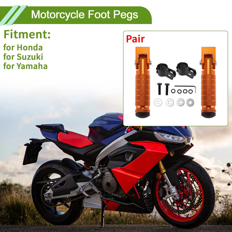 Honda, Suzuki, Yamaha - Rear Brake Pedal - Orange Motorcycle Foot Pegs