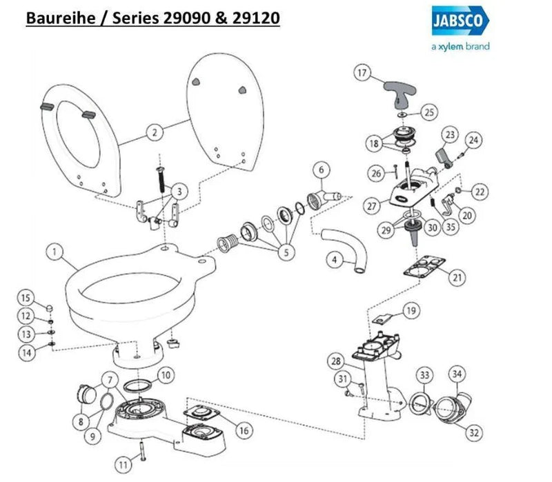 J15-202 Twist N Lock Toilet Repair Jabsco Toilet Service Kit