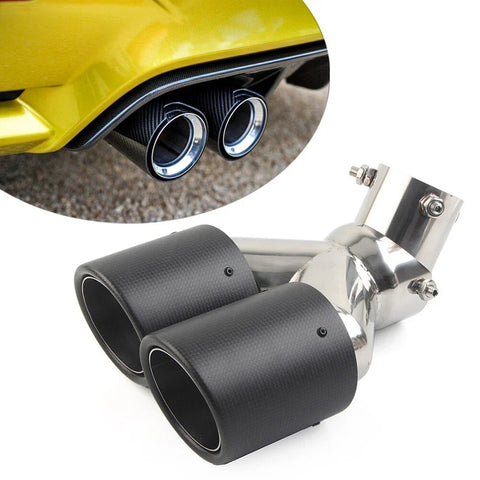 Universal Exit Exhaust Pipe 101mm Carbon Fiber Muffler Tip Y Shape