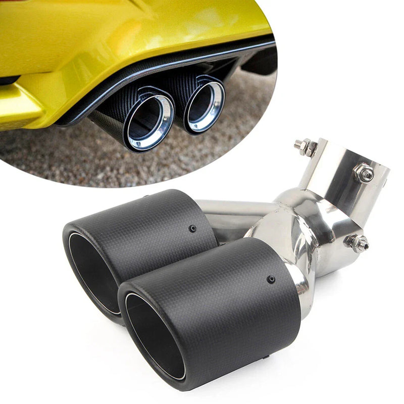 Universal Exit Exhaust Pipe 101mm Carbon Fiber Muffler Tip Y Shape