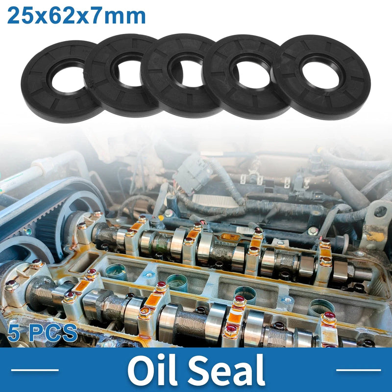 MakeModel Oil Seal / 25x62x7mm / Seal Ring Shaft Nitrile Rubber Black 5 Pcs