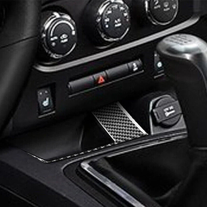 2008-14 Dodge Challenger Carbon Fiber Console Charging Port Panel Trim Cover