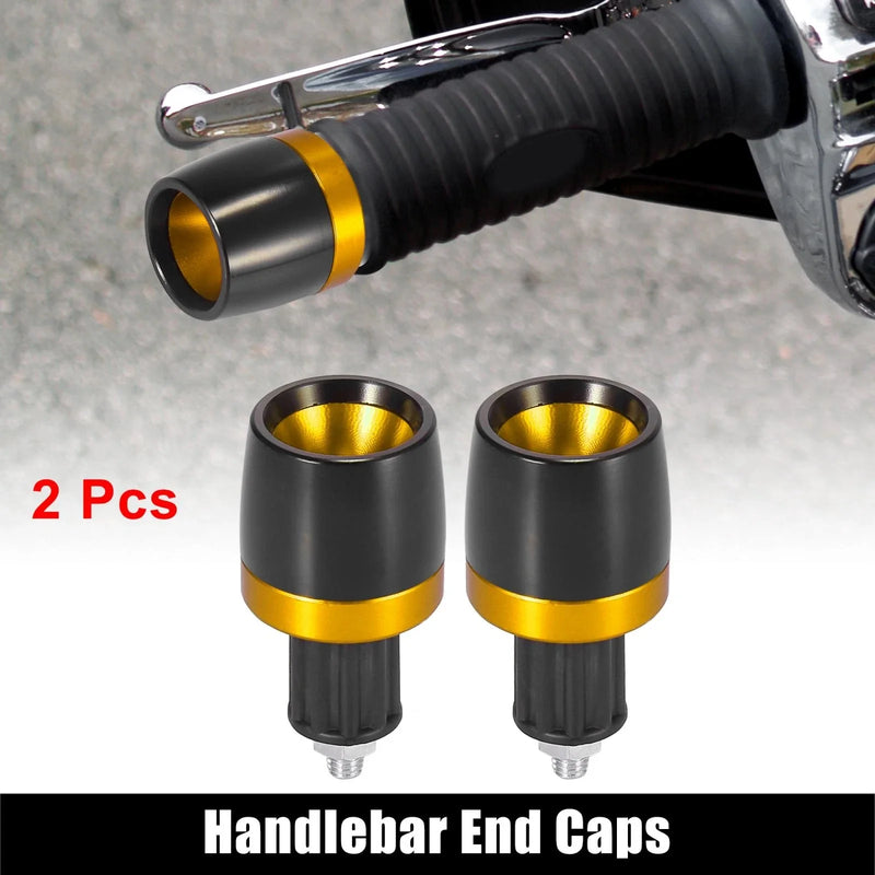 Motorcycle Gold Tone 2 x 18mm Handlebar End Caps Plug CNC Aluminum Alloy