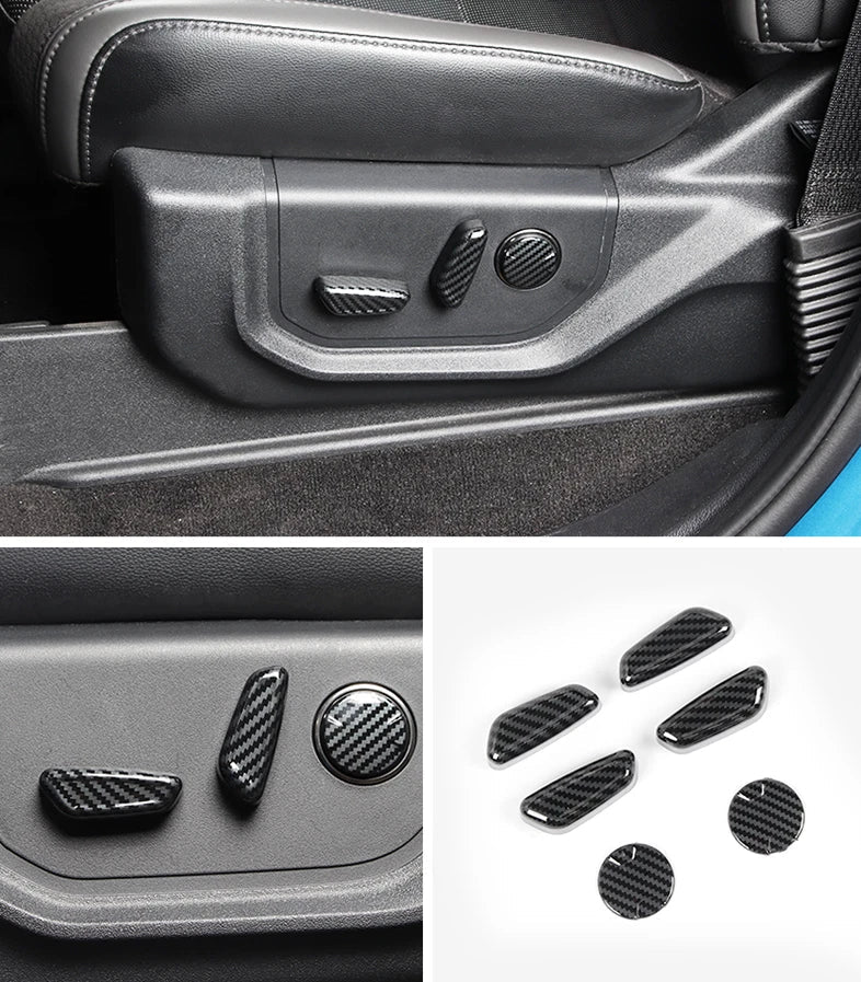 Ford F150 (2015-2019) 6 x PCS Carbon Fiber Seat Handle Button Cover Trim