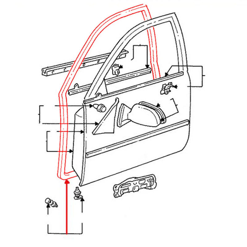 Toyota Corolla E100 1991-1998 Front Door Weatherstrip
