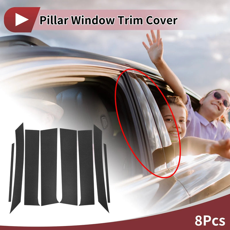 Toyota Fortuner Carbon Fiber 8 Pcs Car Door Pillar Window Trim (2024–2025)