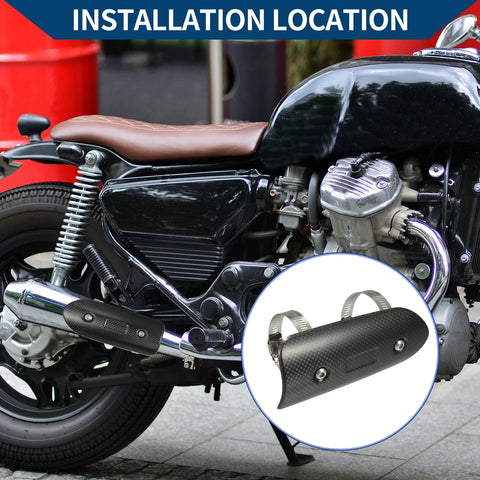 Motorcycle Muffler Heat Guard / 145x62mm / with Clamp Black