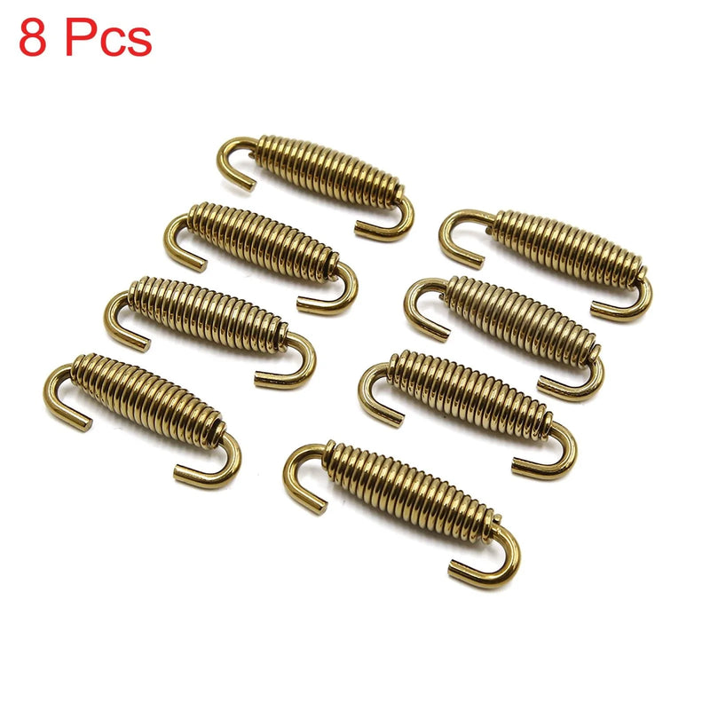 Motorcycle 8pcs Stainless Steel Gold Tone Swivel Exhaust Pipe Springs