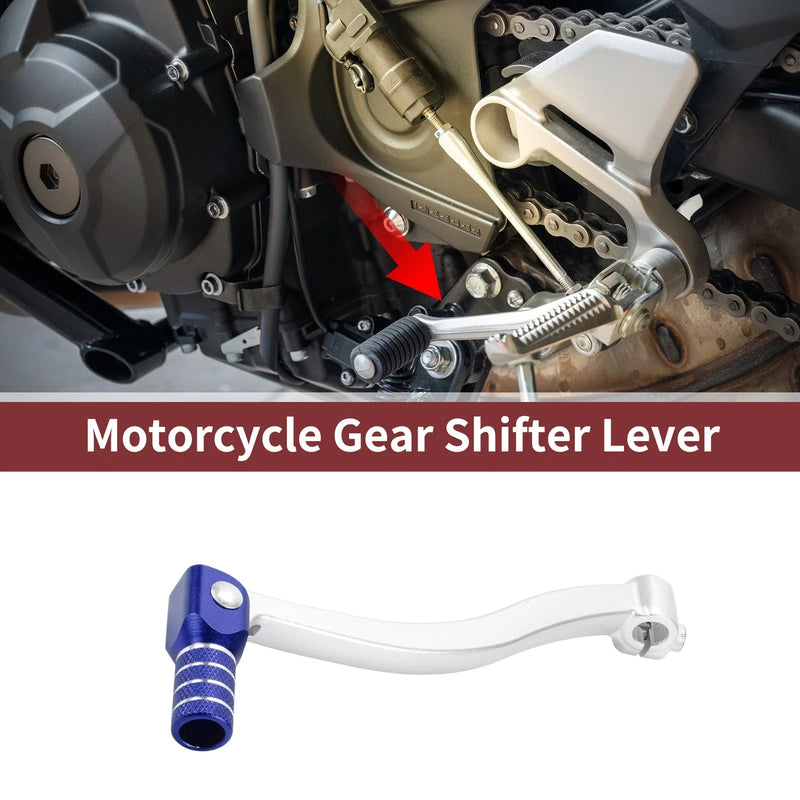 Kayo T6 Siver Tone Blue Folding Motorcycle Gear Shifter Lever