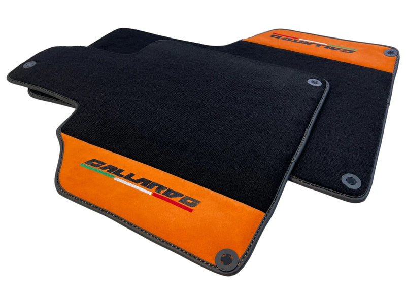 Lamborghini Gallardo (2004-2013) - Orange Alcantara Leather Black Floor Mats