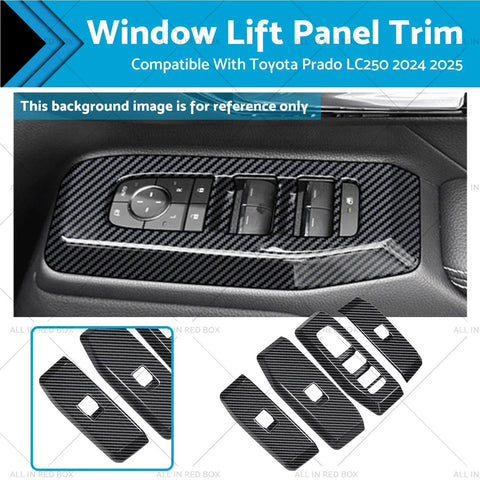 Toyota Prado LC250 4Pcs Window Lift Panel Trim ABS Carbon Fiber (2024-2025)