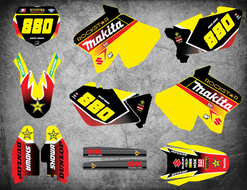 Suzuki RM 250 (2001-2005) PODIUM STYLE Stickers Custom Graphics Full Kit